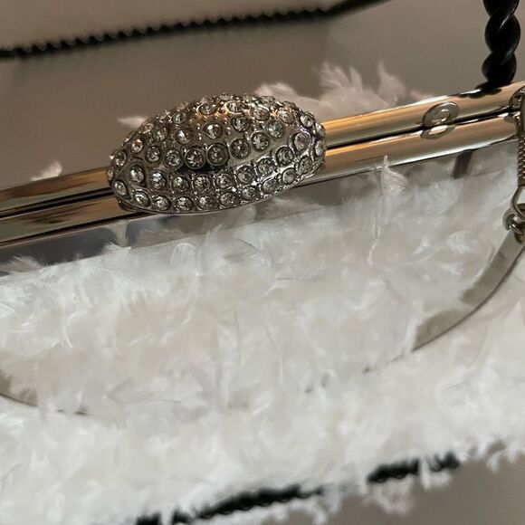 White Faux Feather Evening Bag - Picture 5 of 12